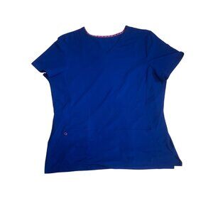 Heartsoul 2xl Royal Blue Womens Scrub Top With V-Neck & Pockets 1919